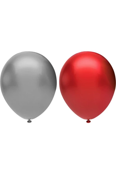 Pazariz Metalik Balon Seti 40’lı, 2 Renk X 20, Gümüş, Kırmızı. Helyum Uyumlu ürün görseli 1