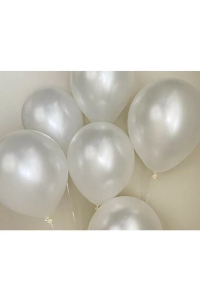 Pazariz 12 Inç Metalik Beyaz Balon 10'lu ürün görseli 1
