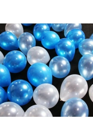 Pazariz 12 Inç 20 Adet Metalik Beyaz-mavi Balon ürün görseli 1