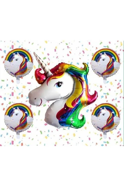 Pazariz Unicorn Folyo Balon Seti 5 Li ürün görseli 1