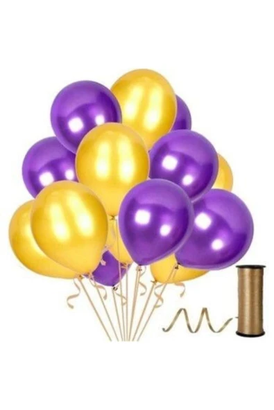Pazariz 40 Adet Metalik Sedefli Mor, Altın Balon-uçan- Güzel-parti Bal... ürün görseli 1