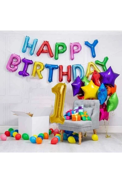 Pazariz Renkli Happy Birthday Doğum Günü Seti ürün görseli 1