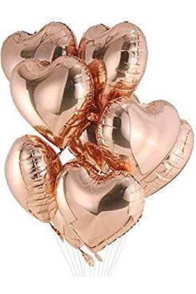 Pazariz Kalp Folyo Balon 5 Adet 40 Cm 16" Inç Rose Gold Renk ürün görseli 1