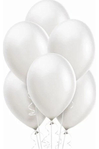 Pazariz 100 Adet Beyaz Metalik Balon 12 Inç ürün görseli 1