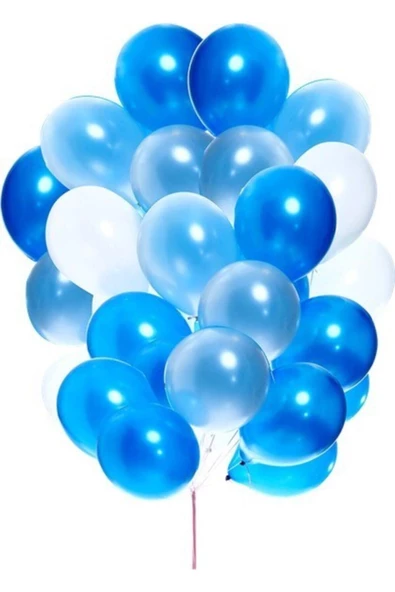 Pazariz Metalik Sedefli (mavi - Beyaz Karışık) Uçan Balon 50 Adet ürün görseli 1