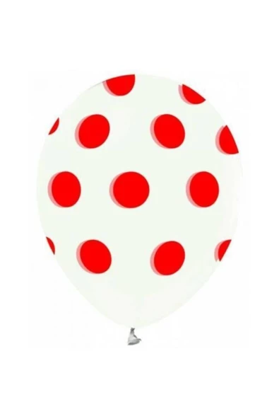 Pazariz Kırmızı Puantiyeli Şeffaf Balon 5'li Paket ürün görseli 1