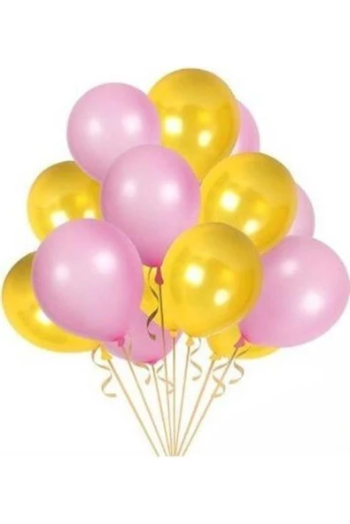 Pazariz Balon Metalik Sedefli Kaliteli Balon Pembe Sarı 50 Adet Balon ürün görseli 1