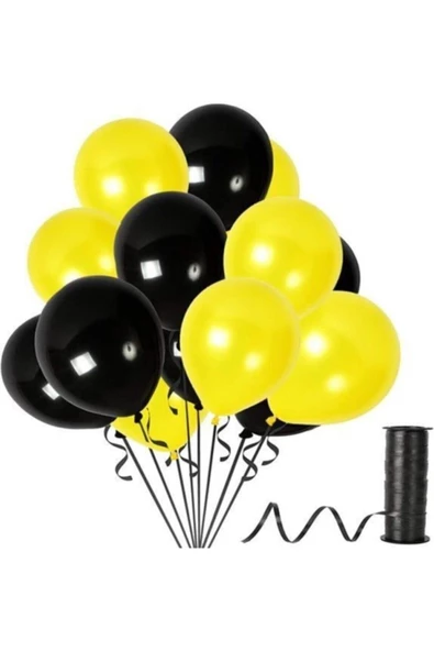 Pazariz Sarı-siyah Metalik Sedefli Balon 50 Adet ürün görseli 1
