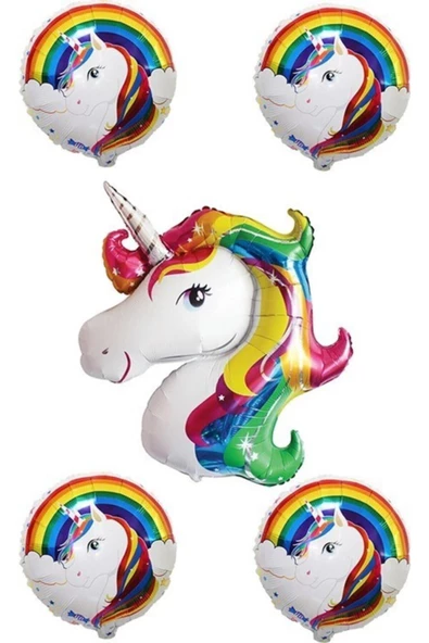 Pazariz Parti Bulutu Unicorn Folyo Balon Set Renkli ürün görseli 1