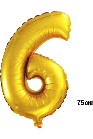 Pazariz 75 Cm 6 Rakam Folyo Balon Altın ürün görseli 1