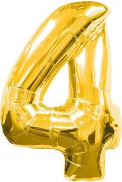 Pazariz Rakam Folyo Balon 4 Rakamı Büyük Boy Balon Altın Sarısı /dore 100cm ürün görseli 1