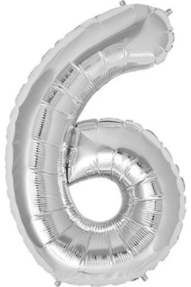 Pazariz Rakam Folyo Balon 6 Rakamı Büyük Boy Balon Gümüş/gri 100cm ürün görseli 1