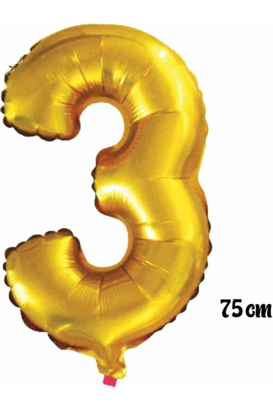 Pazariz 75 Cm 3 Rakam Folyo Balon Altın ürün görseli 1