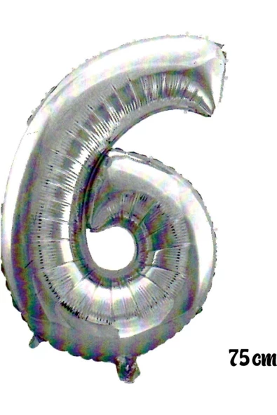 Pazariz 75 Cm 6 Rakam Folyo Balon Gümüş ürün görseli 1