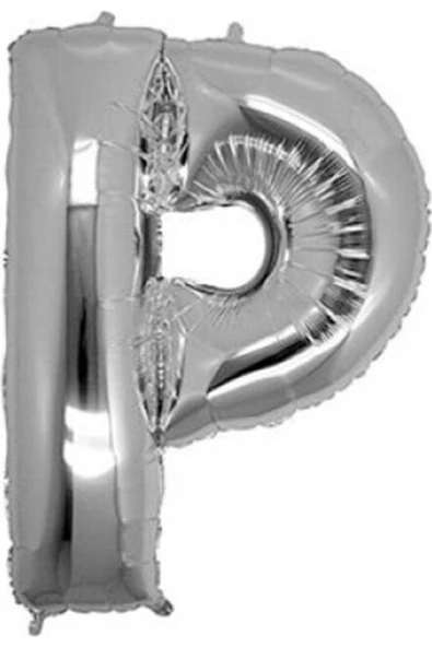 Pazariz P (silver) Harf Folyo Balon - 90 Cm - Gümüş Folyo Harf Balon ürün görseli 1
