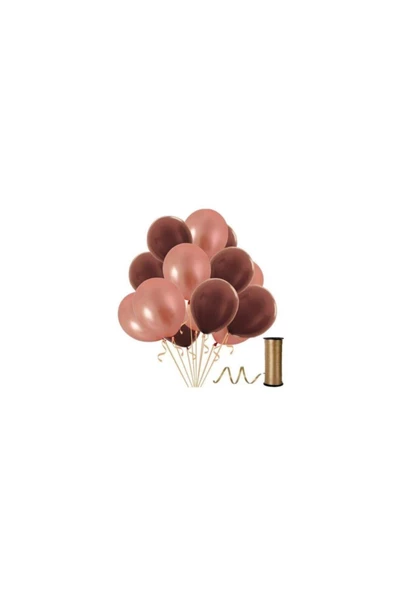 Pazariz 10 Adet Metalik Rose Gold, Kahverengi Balon Konsepti-güzel Balon ürün görseli 1