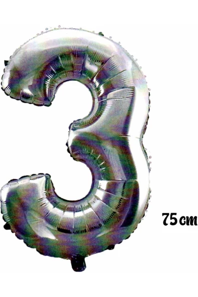 Pazariz 75 Cm 3 Rakam Folyo Balon Gümüş ürün görseli 1