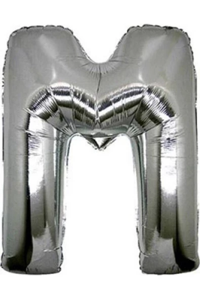 Pazariz M (silver) Harf Folyo Balon - 90 Cm - Gümüş Folyo Harf Balon ürün görseli 1