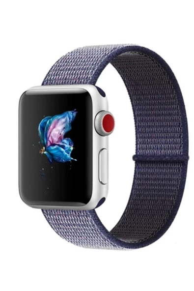 Pazariz Apple Watch Uyumlu38-40-41 Mm 3 4 5 6 7 8 Se Hasır Dokuma Kordon Spor Cırtlı ürün görseli 1
