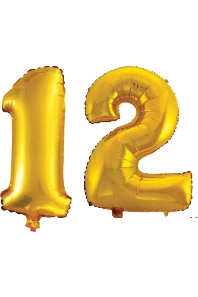 Pazariz 12 Yaş Sayı Folyo Balon Altın 90 Cm ürün görseli 1