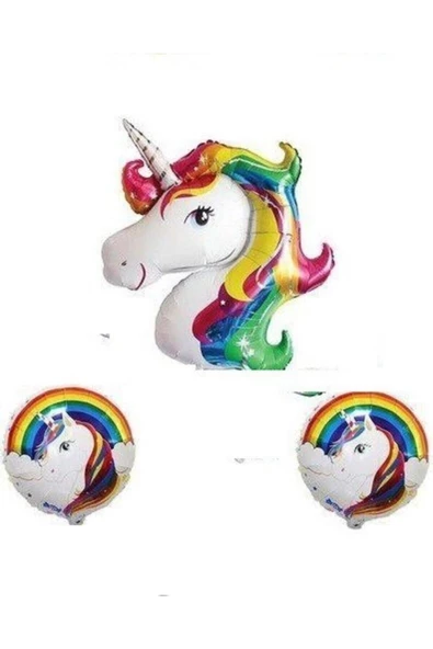 Pazariz Unicorn At Şeklinde Folyo Balon Seti - Tek Boynuzlu At ürün görseli 1