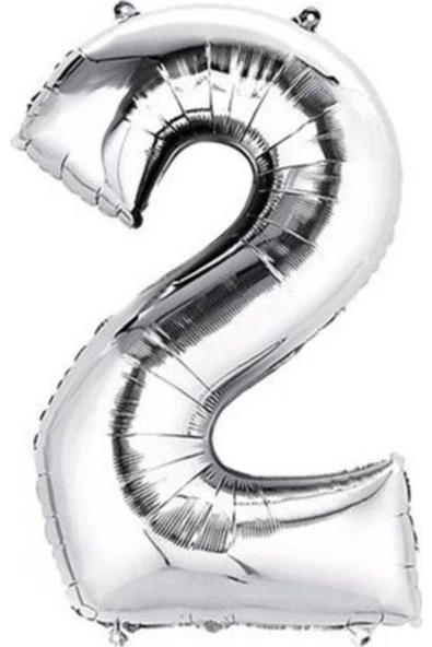 Pazariz Balon Parti 2 Rakamı Gümüş Folyo Balon 102 Cm ürün görseli 1