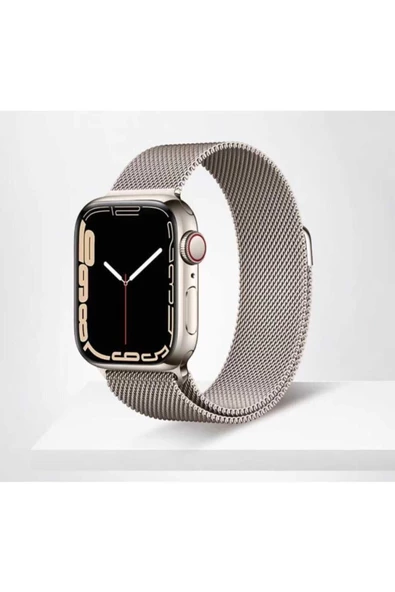 Pazariz Apple Watch Uyumlu7/8 41mm Hasır Örgü Metal Kordon ürün görseli 1