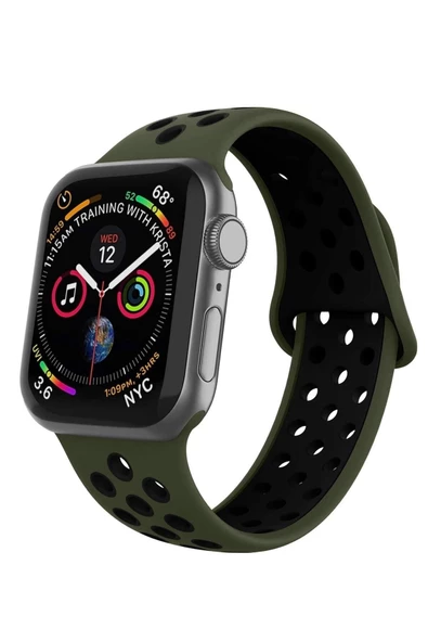Pazariz Apple Watch Uyumlusilikon Delikli Kordon Iwatch Uyumlukayış 1 2 3 4 5 - 42mm/44mm Koyu Siyah ürün görseli 1