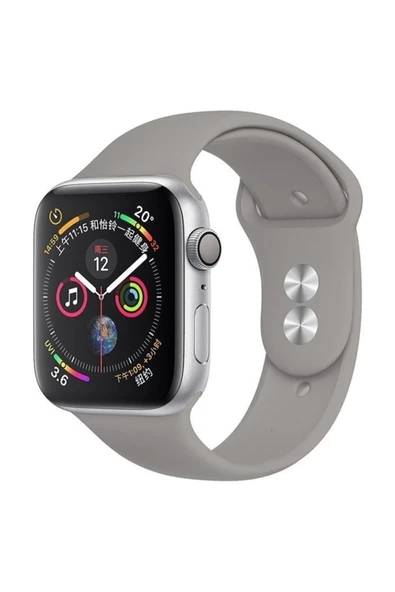Pazariz Apple Watch Uyumlusilikon Kordon Kayış 7 - 6 - Se - 5 - 4 - 3 - 2 - 1 - 42mm 44mm - Gri ürün görseli 1
