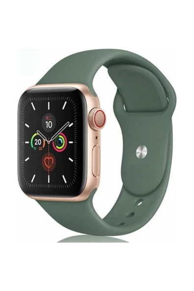 Pazariz Apple Watch Uyumlu38 - 40 Mm Spor Kordon Silikon Kayış Koyu Yeşil ürün görseli 1