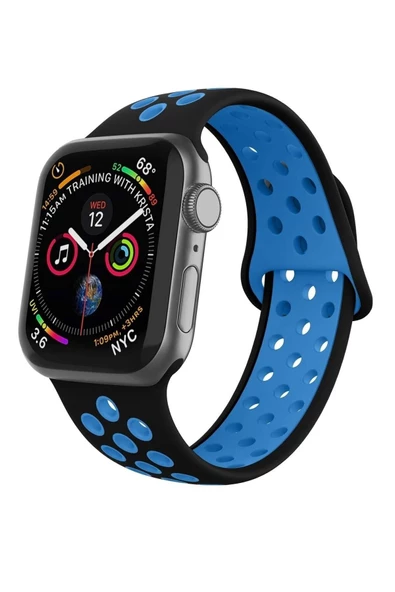 Pazariz Apple Watch Uyumlusilikon Delikli Kordon Iwatch Uyumlukayış - 38mm/40mm - Mavi ürün görseli 1