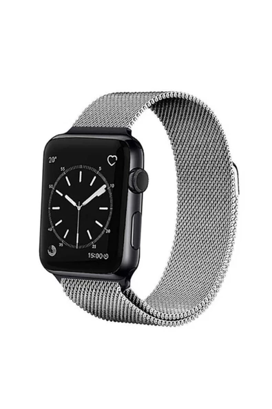 Pazariz Apple Watch Uyumlu1 2 3 4 5 Serisi 38mm Gümüş Rengi Çelik Hasır Kordon ürün görseli 1