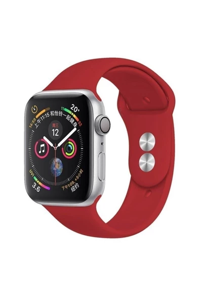 Pazariz Apple Watch Uyumlusilikon Kordon Kayış 7 - 6 - Se - 5 - 4 - 3 - 2 - 1 42mm 44mm -kırmızı ürün görseli 1