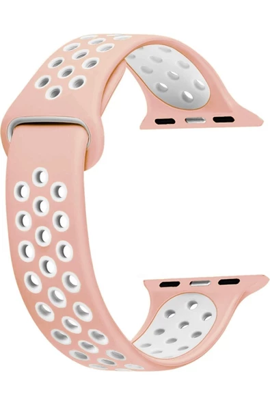 Pazariz Apple Watch Uyumluseries 8 41mm Kordon, Silicone Sport Band Pudra Pembesi ürün görseli 1