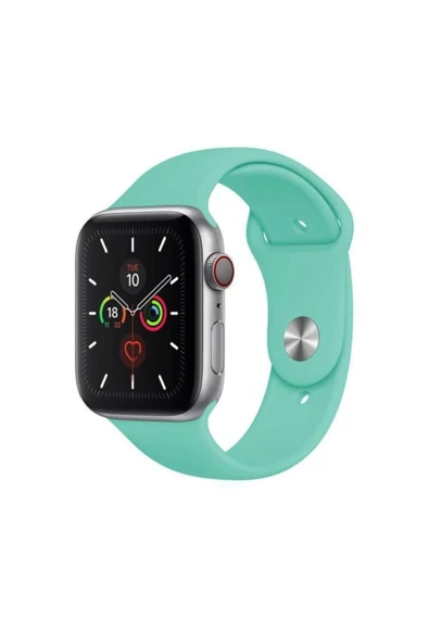 Pazariz Apple Watch Uyumlukordon 2 3 4 5 6 Se 42 Mm Ve 44 Mm Silikon Kordon Kayış - Su Yeşili ürün görseli 1