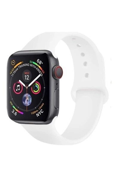 Pazariz Apple Watch Uyumlu38 - 40 Mm Spor Kordon Silikon Kayış Beyaz ürün görseli 1