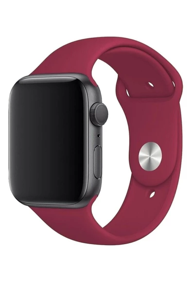 Pazariz Apple Watch Uyumlu1 2 3 4 5 6 7 Se 40mm Klasik Silikon Kordon Kayış Kayalık Rose Red ürün görseli 1