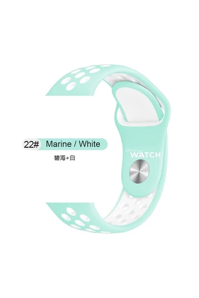 Pazariz Apple Watch Uyumludelikli Silikon Kordon 42/44mm Marine White ürün görseli 1