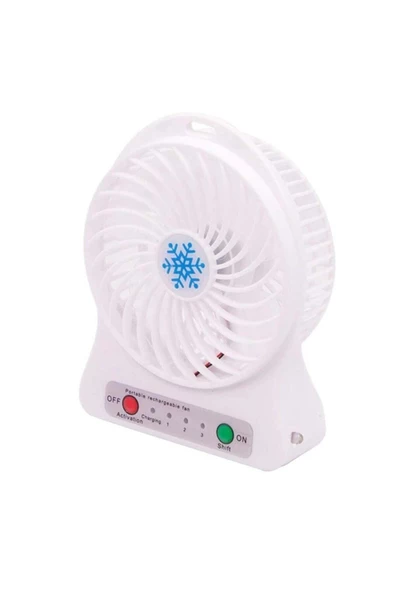 Pazariz Masa Üstü Şarjlı Mini Vantilatör 3 Kademeli Usb Mini Fan Beyaz ürün görseli 1