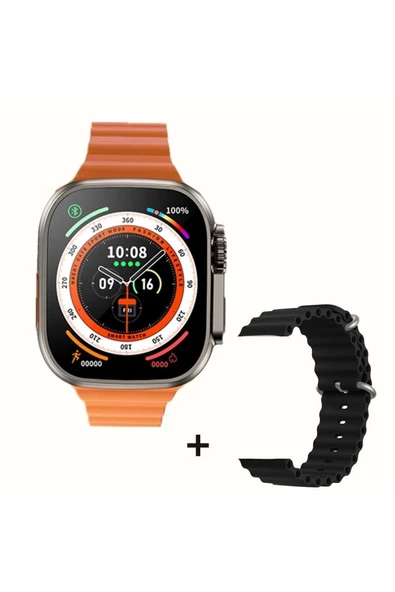 Pazariz Gs8 Watch 8 Ultra Akıllı Saat Turuncu Türkçe Watch 2.02 Inc Siyah Silikon Kordon Hediye ürün görseli 1