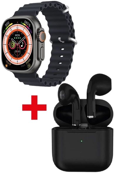 Pazariz Gs8 Watch 8 Ultra Akıllı Saat Siyah Watch 2.02 Inc Siyah I12 Bluetooth Kulaklık Hediye ürün görseli 1