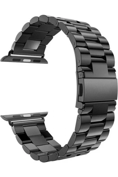 Pazariz Apple Watch Uyumluseries 8 45mm Kordon Metal Sıralı Kordon Siyah ürün görseli 1