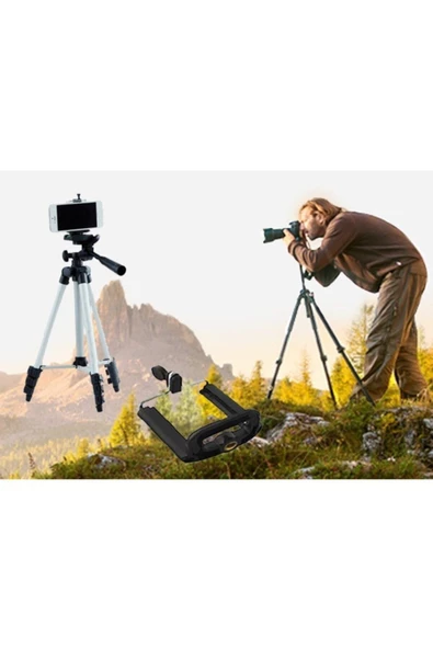 Pazariz Tripod : Telefon Ve Kamera Tutucu Ayak + Telefon Tutucu - Orta Bo ürün görseli 1