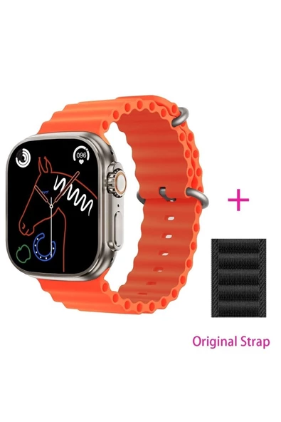 Pazariz Gs8 Watch 8 Ultra Akıllı Saat Turuncu Türkçe Watch 2.02 Inc Siyah Silikon Kordon Hediye ürün görseli 1