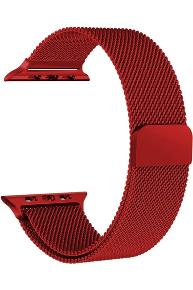 Pazariz Apple Watch Uyumluseries 8 41mm Kordon, Metal Kırmızı ürün görseli 1