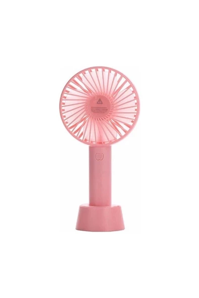 Pazariz Şarjlı Fan Mini Taşınabilir El Ve Masa Üstü 3 Kademeli Standlı Vantilatör Fan Pembe ürün görseli 1