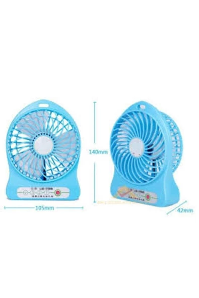 Pazariz Şarjlı Mini Vantilatör Masa Üstü 3 Kademeli Usb Mini Fan Mavi ürün görseli 1