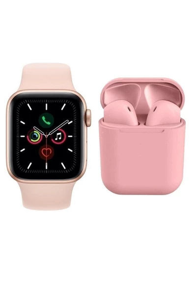 Pazariz T500 Smart Watch +  12  Pembe Tws Kablosuz Kulaklık ürün görseli 1