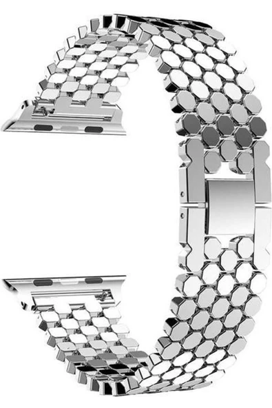 Pazariz Apple Watch Uyumlu42mm 44mm 45mm 49mm 1/2/3/4/5/6/se/7/8/ultra Kordon Bal Peteği Metal Kordo ürün görseli 1