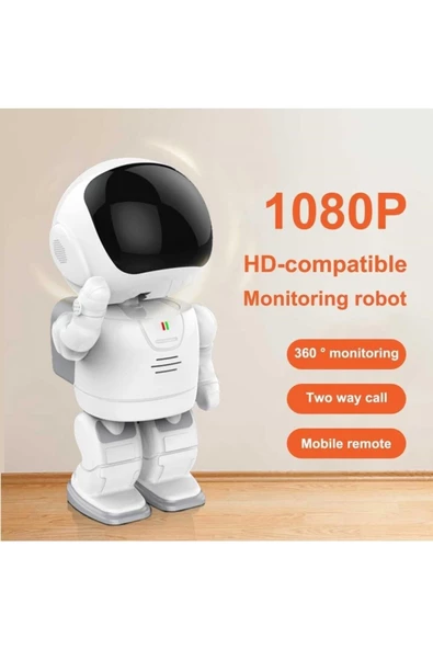 Pazariz 1080p Astronot Robot Görünümlü Intercomlu Wifi Ip Güvenlik Kamerası Kablosuz Gece Görüşlü ürün görseli 1